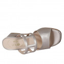 Woman's mules in platinum laminated leather heel 5 - Available sizes:  45