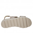 Sandale pour femmes en cuir lamé platine talon compensé 3 - Pointures disponibles:  32, 42