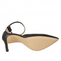 Chaussure ouverte pour femmes à bout pointu avec courroie en cuir noir talon 8 - Pointures disponibles:  42, 43