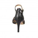 Zapato abierto para mujer con cinturon en piel negra con tacon 9 - Tallas disponibles:  31, 42, 43, 45