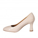 ﻿Woman's round-tip pump in nude patent leather heel 8 - Available sizes:  43