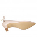 Woman's pointy pump with lace in nude leather heel 5 - Available sizes:  47