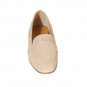 Woman's mocassin in beige suede heel 2 - Available sizes:  43, 45