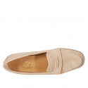 Mocassin pour femmes en daim beige talon 2 - Pointures disponibles:  43, 45