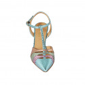 Woman's pointy slingback pump with strap in multicolored printed leather with heel 8 - Available sizes:  31