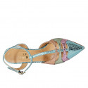 Woman's pointy slingback pump with strap in multicolored printed leather with heel 8 - Available sizes:  31