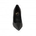 Escarpin pour femmes à bout pointu en cuir noir avec talon 7 - Pointures disponibles:  33, 34, 44