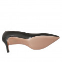 Women's pointy pump in black leather with heel 7 - Available sizes:  33, 34, 44