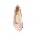 Woman's pointy pump shoe in rose leather heel 7 - Available sizes:  33, 34, 42, 43