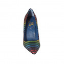 Woman's pump in multicolored printed leather heel 8 - Available sizes:  32, 33, 34, 42, 44