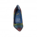 Zapato de salon para mujer en piel estampada multicolor tacon 8 - Tallas disponibles:  32, 34