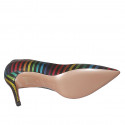 Dècolleté da donna in pelle stampata multicolore tacco 8 - Misure disponibili: 32