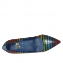 Zapato de salon para mujer en piel estampada multicolor tacon 8 - Tallas disponibles:  32, 33, 34, 42, 44