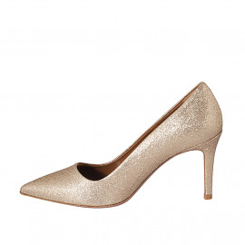 Decolté da donna in pelle glitterata oro tacco 8 - Misure disponibili: 42, 43 2