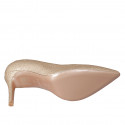 Woman's pump in golden glittered leather heel 8 - Available sizes:  32, 33, 34, 42, 43, 44