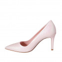 Woman's pump in rose glittered leather heel 8 - Available sizes:  32, 34, 43, 44, 46