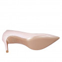 Woman's pump in rose glittered leather heel 8 - Available sizes:  32, 34, 43, 44