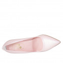 Zapato de salon en piel rosa brillante para mujer tacon 8 - Tallas disponibles:  32, 34, 43, 44