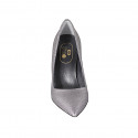 Woman's pump in silver glittered leather heel 8 - Available sizes:  32, 33, 34, 43, 45