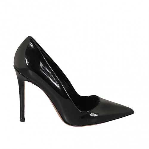 Escarpin à bout pointu pour femmes en cuir verni noir avec talon 10 - Pointures disponibles:  32, 33, 34, 43, 45