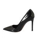 Zapato de salon a punta para mujer en charol negro con tacon 10 - Tallas disponibles:  33