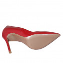 ﻿Zapato de salon para mujer en charol rojo tacon 10 - Tallas disponibles:  32, 33, 34, 43, 44, 46