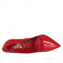 ﻿Zapato de salon para mujer en charol rojo tacon 10 - Tallas disponibles:  32, 33, 34, 43, 44, 46
