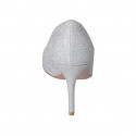 Décolleté da donna in pelle glitterata argento con riflessi multicolor tacco 8 - Misure disponibili: 42