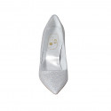 Decolté da donna in pelle glitterata argento con riflessi multicolor tacco 8 - Misure disponibili: 42, 43