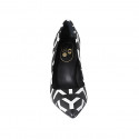 Escarpin à bout pointu pour femmes en cuir noir et blanc talon 8 - Pointures disponibles:  32, 33, 34, 42, 43