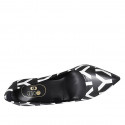 Zapato de salon puntiagudo para mujer en piel blanca y negra tacon 8 - Tallas disponibles:  32, 42