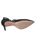 Chaussure ouverte à bout pointu pour femmes avec lacets et glands en daim noir talon 7 - Pointures disponibles:  32, 33, 34
