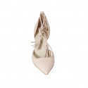 Chaussure ouverte à bout pointu pour femmes avec lacets et glands en cuir nue talon 7 - Pointures disponibles:  42, 43