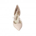 Zapato abierto a punta para mujer con cordones y borlas en piel nude tacon 7 - Tallas disponibles:  32, 42, 43