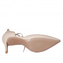 Chaussure ouverte à bout pointu pour femmes avec lacets et glands en cuir nue talon 7 - Pointures disponibles:  42, 43