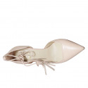 Chaussure ouverte à bout pointu pour femmes avec lacets et glands en cuir nue talon 7 - Pointures disponibles:  42, 43