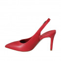 Chaussure ouverte au talon pour femmes en cuir rouge talon 8 - Pointures disponibles:  32, 33, 42, 43