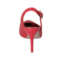 Zapato destalonado para mujer en piel roja tacon 8 - Tallas disponibles:  32, 33, 42, 43