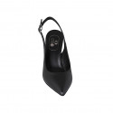 Zapato destalonado para mujer en piel negra tacon 8 - Tallas disponibles:  32, 46