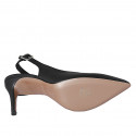 Chaussure ouverte au talon pour femmes en cuir noir talon 8 - Pointures disponibles:  32, 46