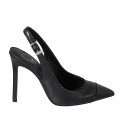Zapato destalonado a punta para mujer en piel y charol negro tacon 10 - Tallas disponibles:  33, 34, 42, 43, 46