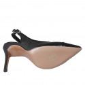 Chaussure ouverte au talon à bout pointu pour femmes en cuir et cuir verni noir talon 10 - Pointures disponibles:  33, 34, 42, 43, 46
