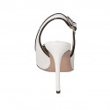 Woman's pointy slingback pump in ivory inlayed and black leather heel 10 - Available sizes:  32, 34, 42, 43