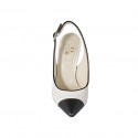Woman's pointy slingback pump in ivory inlayed and black leather heel 10 - Available sizes:  32, 34, 42, 43