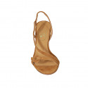 Sandalia con elastico para mujer en gamuza cognac tacon 8 - Tallas disponibles:  42, 43, 44