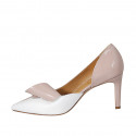 Woman's open shoe in nude and white patent leather heel 8 - Available sizes:  31, 32, 34, 42