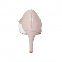 Zapato abierto para mujer en charol nude y blanco tacon 8 - Tallas disponibles:  42