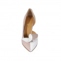 Zapato abierto para mujer en charol nude y blanco tacon 8 - Tallas disponibles:  31, 32, 34, 42