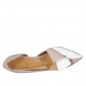 Zapato abierto para mujer en charol nude y blanco tacon 8 - Tallas disponibles:  31, 32, 34, 42