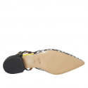 Zapato destalonado a punta para mujer en piel imprimida negra, blanca y amarillo tacon 3 - Tallas disponibles:  46
